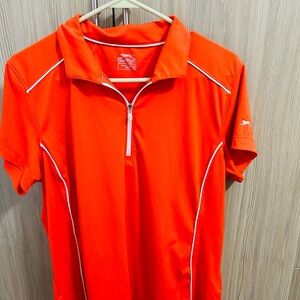 Slazenger Women’s Bright Orange Zip-Front Golf Polo with White Piping
